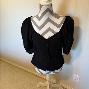 NWT Something Navy Black Button-Down Blouse